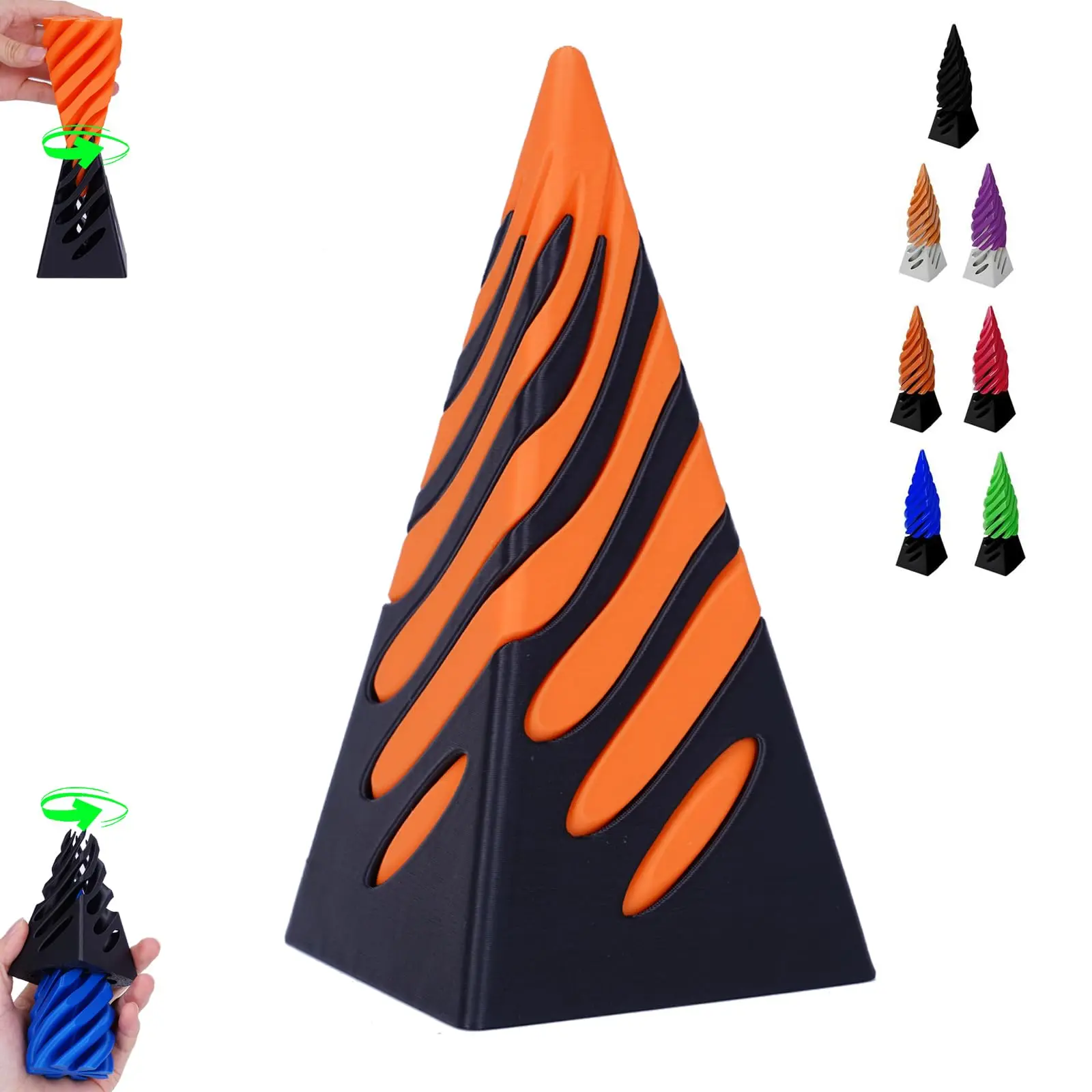 Finta piramide Passthrough, giocattolo Fidget statua piramide stampata in 3D, giocattolo antistress a spirale, decorazione scultura passante piramide