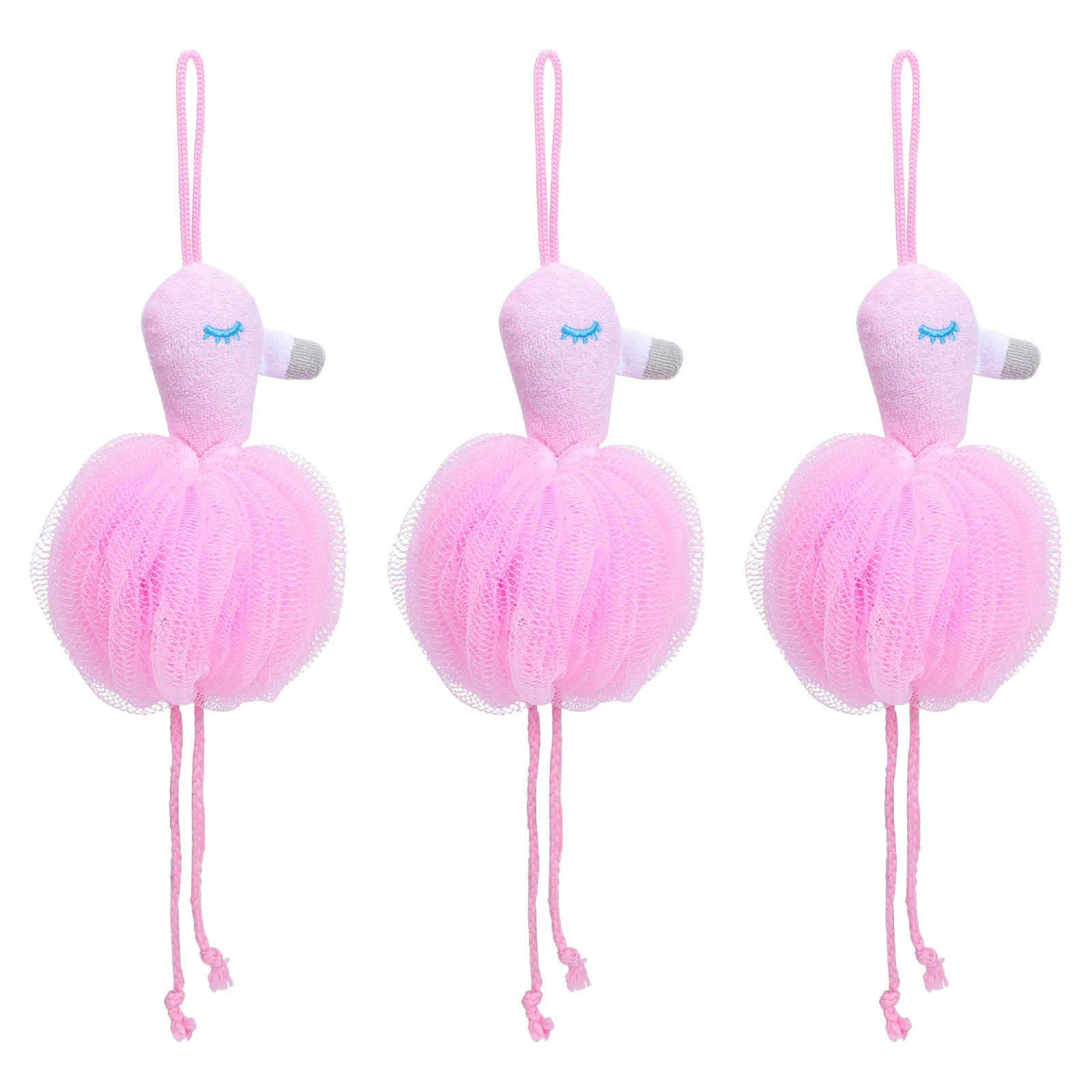 

3pcs Flamingo Bath Ball Foaming Sponge Soft Body Wash Tool Shower Pouf Home Bath Accessories Kids Adults PE Material Durable