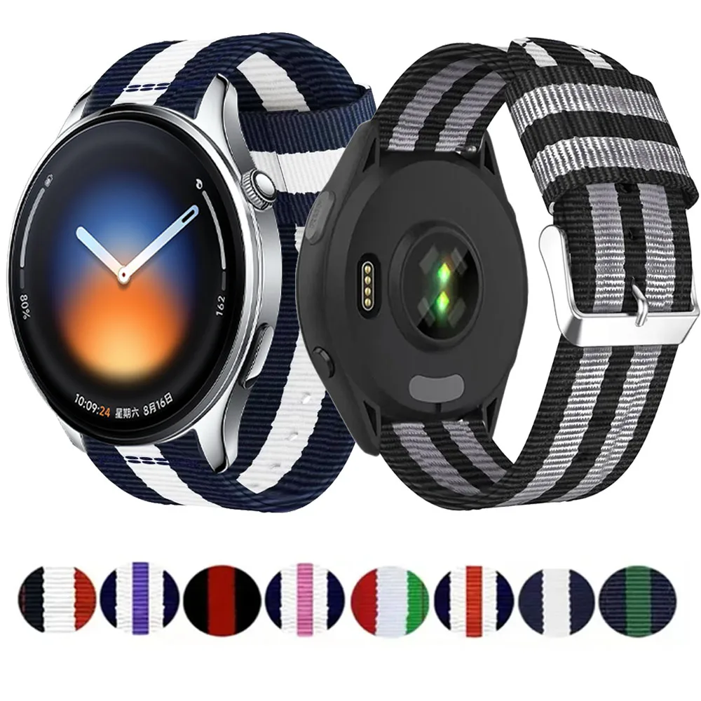 22/20mm Canvas Nylon Strap For Xiaomi Watch 5/2/S4-3-2 Breathable wristband For OPPO Watch S-X2-X/Oneplus Watch 3/Lite/2/2R Belt