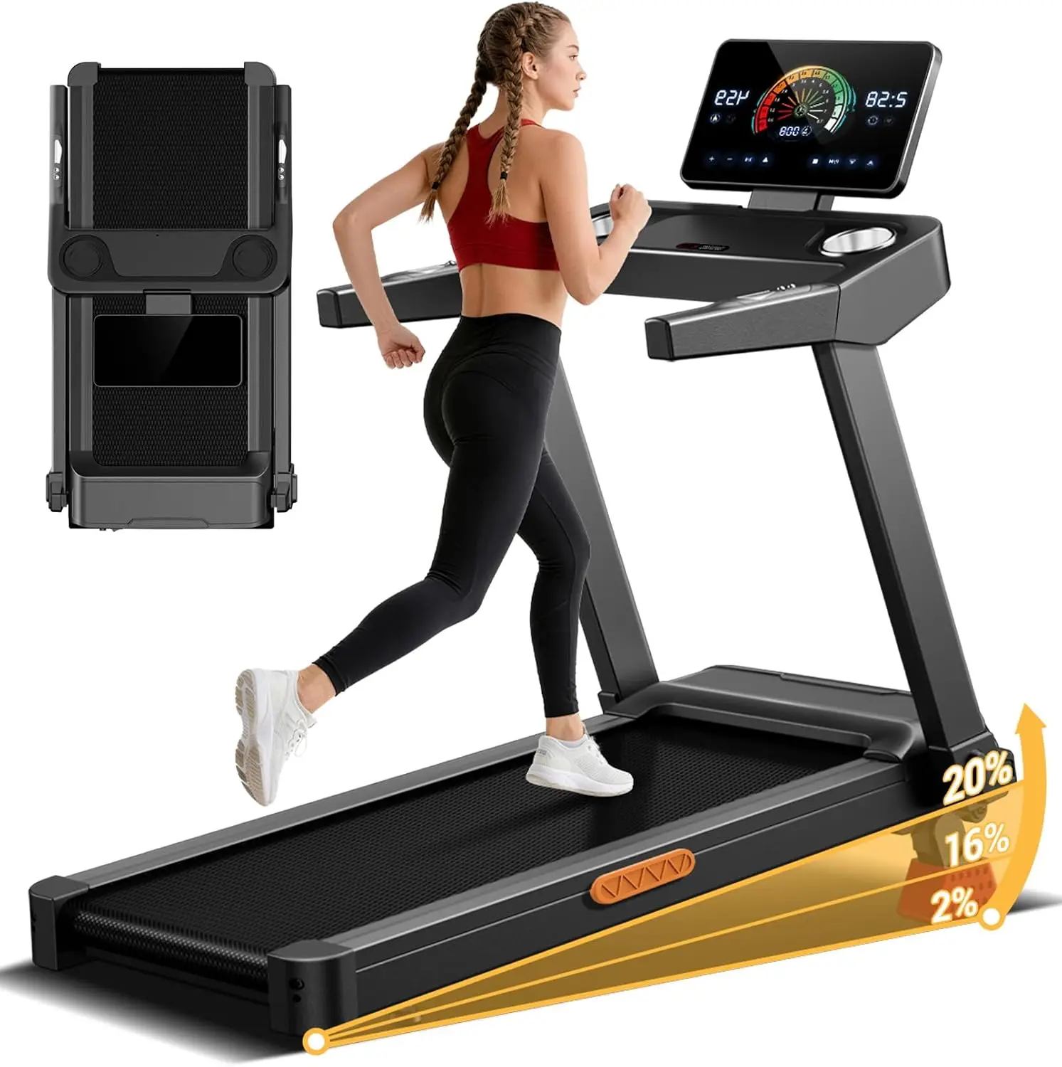 Folding Treadmill 400 Pound Capacity 35 Horsepower Motor 20 Incline