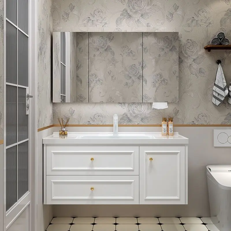 

Integrated basin bathroom combination hand wash basin cabinet toilet washbasin pool