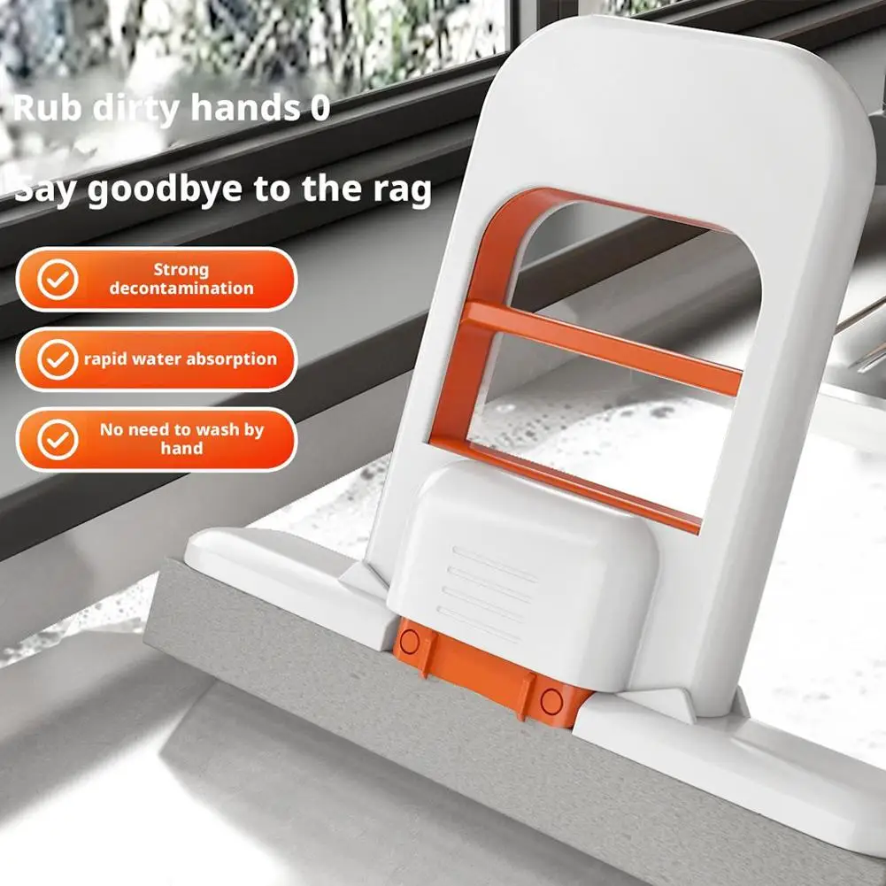 

Мини-складная настольная швабра, портативная короткая швабра с самовыжиманием, Push-Pull для выдавливания и ополаскивания влажной/сухой уборки для кухни, ванной комнаты