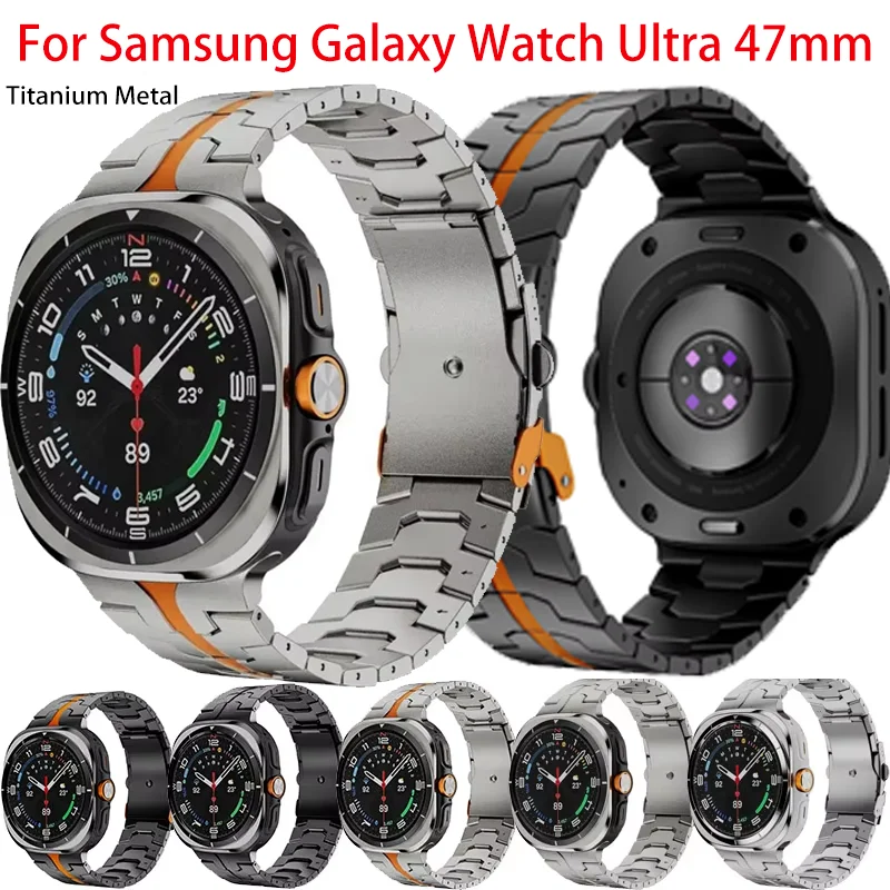 Титановый ремешок без зазора для Samsung Galaxy Watch Ultra 47 мм, оригинальные ремешки из нержавеющей стали для Galaxy Watch, ультра однотонный металлический ремень