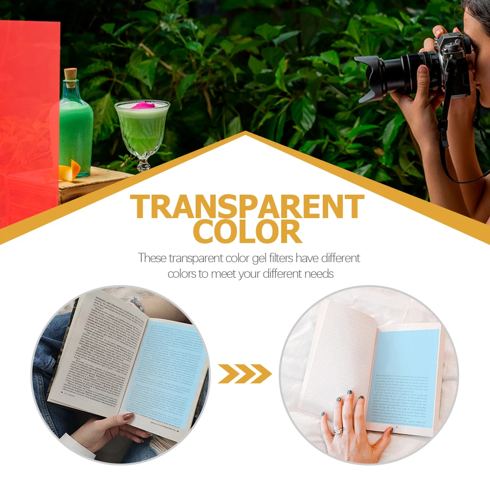 

6Pcs Filters PVC Plastic Sheets for Lighting Effects Color Correction Films Transparent Gels for LED Strobe Flash Dj