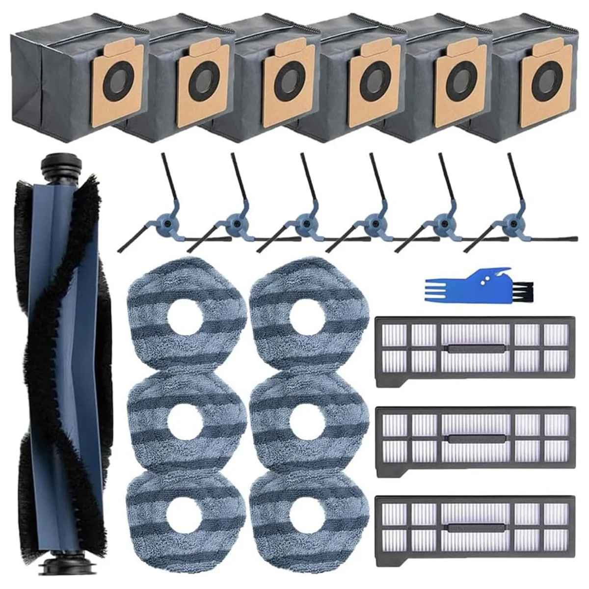 

Hot sale Parts for X10 Pro Omni Robot Vacuum,1 Roller Brush,3 HEPA Filters,6 Side Brushes,6 Mop Cloths,6 Dust Bags