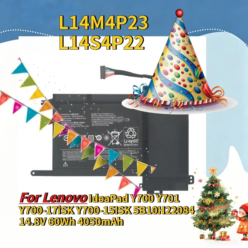 

New L14M4P23 L14S4P22 Laptop Battery for Lenovo IdeaPad Y700 Y701 Y700-17iSK Y700-15ISK 5B10H22084 14.8V 60Wh 4050mAh