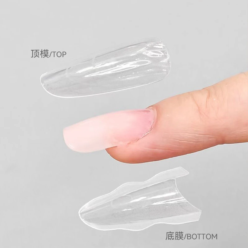 180 pçs novo sanduíche de caixão de amêndoa forma de unha dupla reutilizável 15 tamanhos molde inferior superior sanduíche formas duplas para extensão da arte do prego