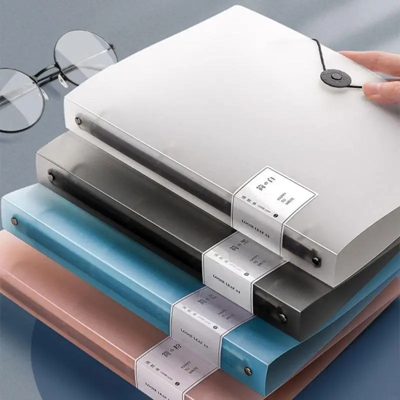 

Letter Size 4 Rings Binder Hold 220Sheets Elastic String Closure for Office School Document Storage Organizers