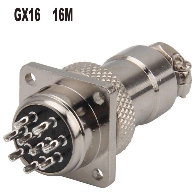 

GX16-9-pin aviation plug connector 16M-9A/9H,GX16-9 square flange socket, female direct 12.5MM, male diameter 16MM,