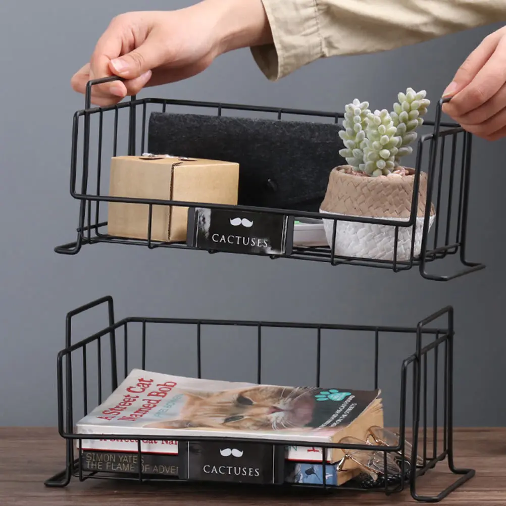 

Stylish Exquisite Workmanship Iron Grid Basket Household Storage Container Sundries Organizer Box Breathable Easy Clean Decor