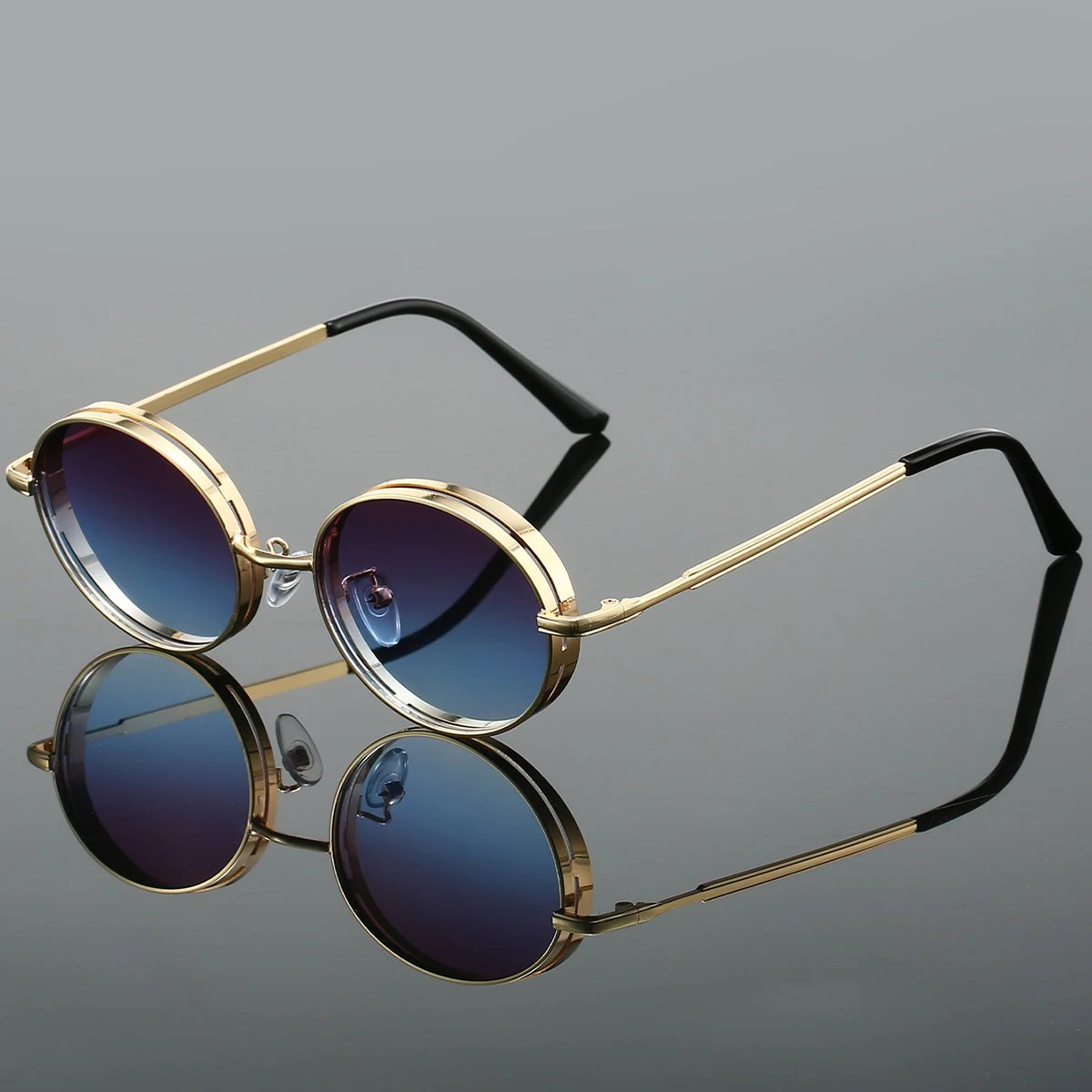 KAMMPT Oval Punk Sunglasses Men 2024 Fashion Gradient Multi-color Outdoor Shades Women Trendy Luxury Brand Design Sun Glasses