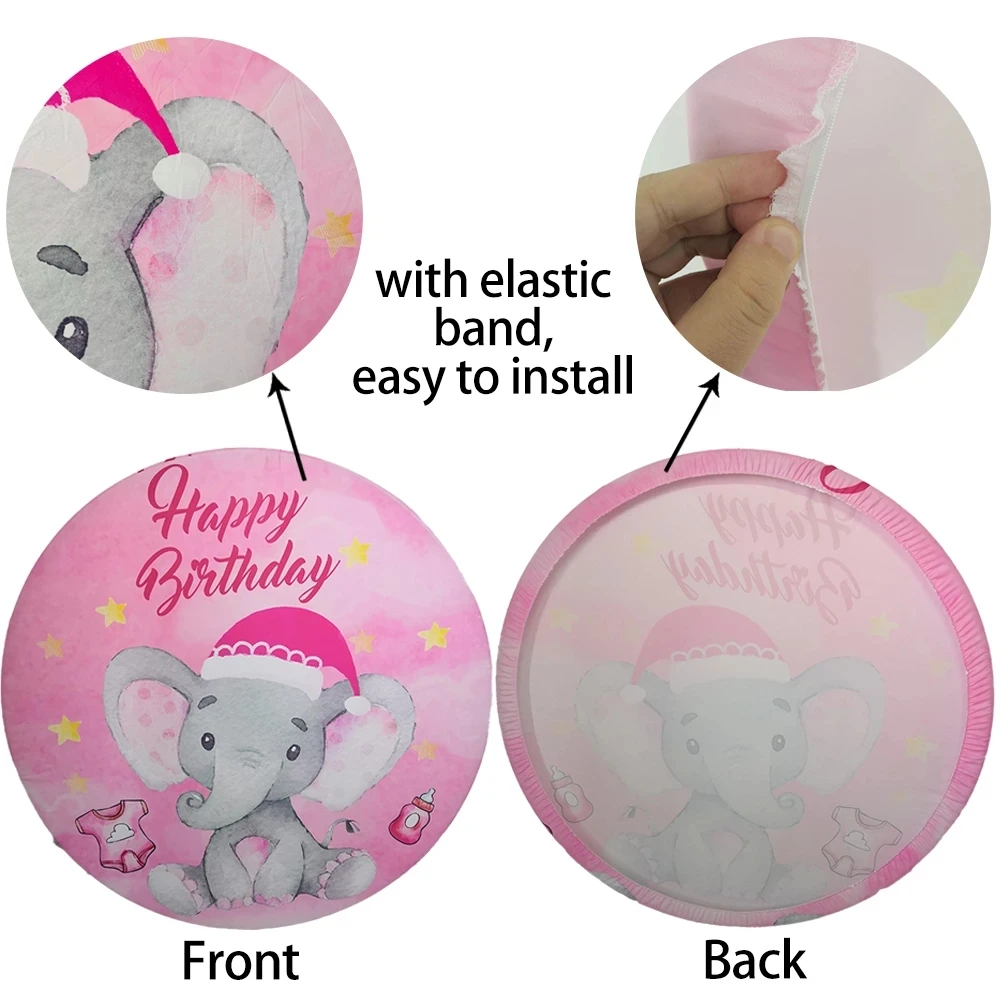 Disney Castle Princess Round Circle Bacdrop Backdrop for Girl Happy Birthday Decor CandyTable Banner Covers