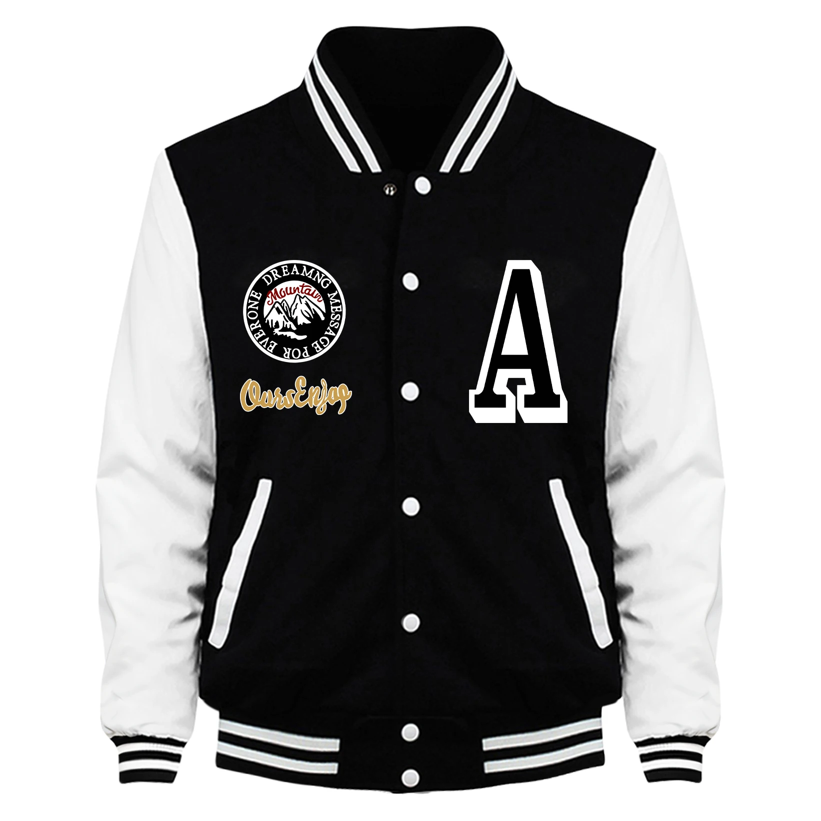 

Beautiful Scenery And Letter A Men Streetwear Fashion Street Baseball Jacket Loose Casual Coat Fleece American Clothing Unisex