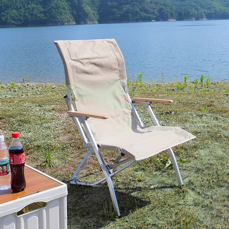 

Outdoor picnic camping aluminum alloy folding beach picnic camping chair ultra-light high back chair fur seal