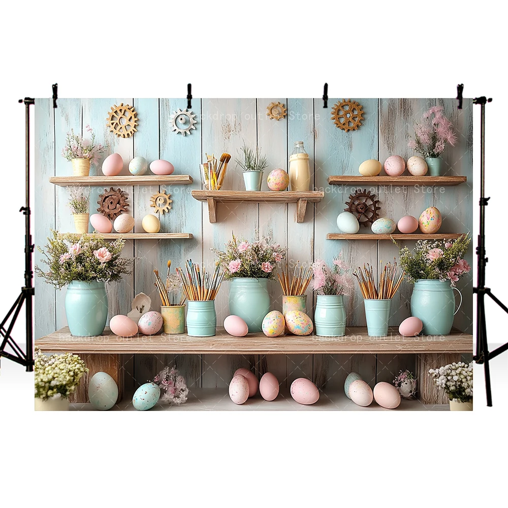 Mehofond Spring Easter Photography Backgrounds Drawing Room Flower Cute Eggs Decors Child Baby Photo Studio Backdrops