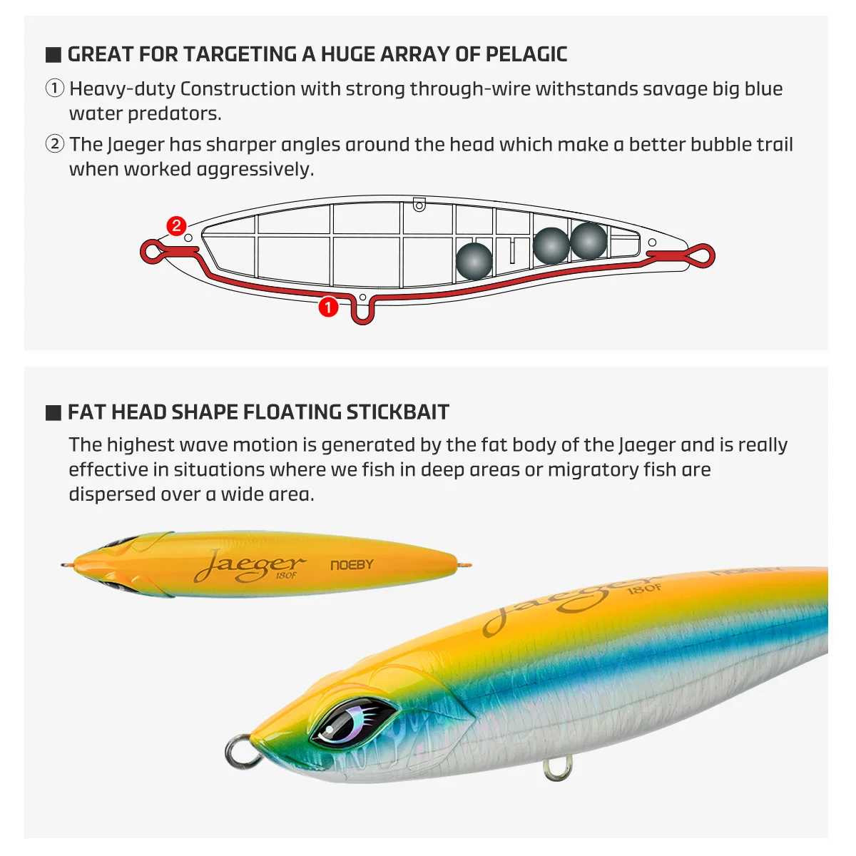 Señuelo wobbler Noeby Diving Stickbait flotante para GT y atún - imagen 5
