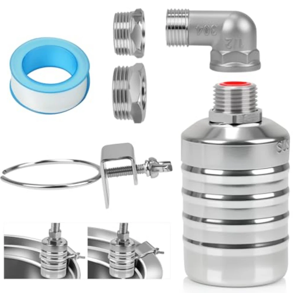 

304 Stainless Steel Float Valve with Adapter for For automatic Water Level Control in Water Tanks and Aquariums