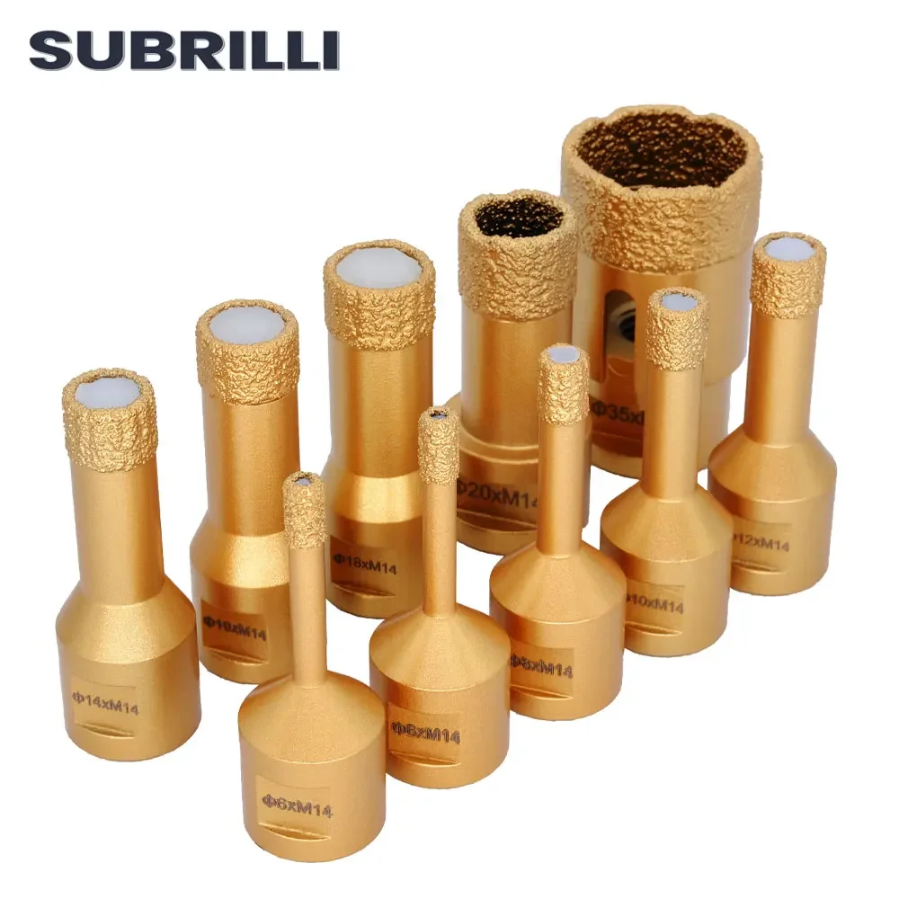 

SUBRILLI M14 Thread marble diamond hole saw drill bit granite Vacuum brazed diamond drilling core bits porcelain Diamond Crown