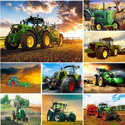 5D Diamond Painting Tractor Landscape Full Square / Round Rhinestone Diamond Embroidery Mosaic kit Customizable Wall Art Decor