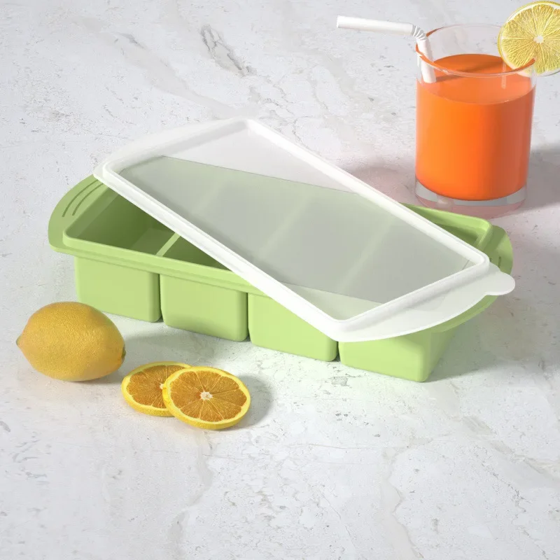 250ml/500ml Silikon-Eiswürfelform mit Einzelgitter und Deckel, Lebensmittel-Aufbewahrungsbox zum Einfrieren von Suppe – Detail 9