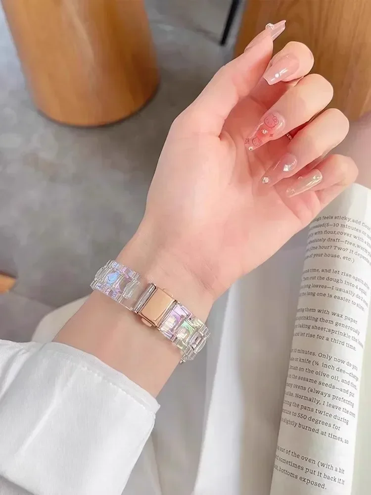 Cinturino trasparente da 20mm 22mm per Samsung Galaxy Watch 6 5 4 Classic 47/43/40/44/42/46mm cinturino laser sottile abbagliante orologio attivo 2