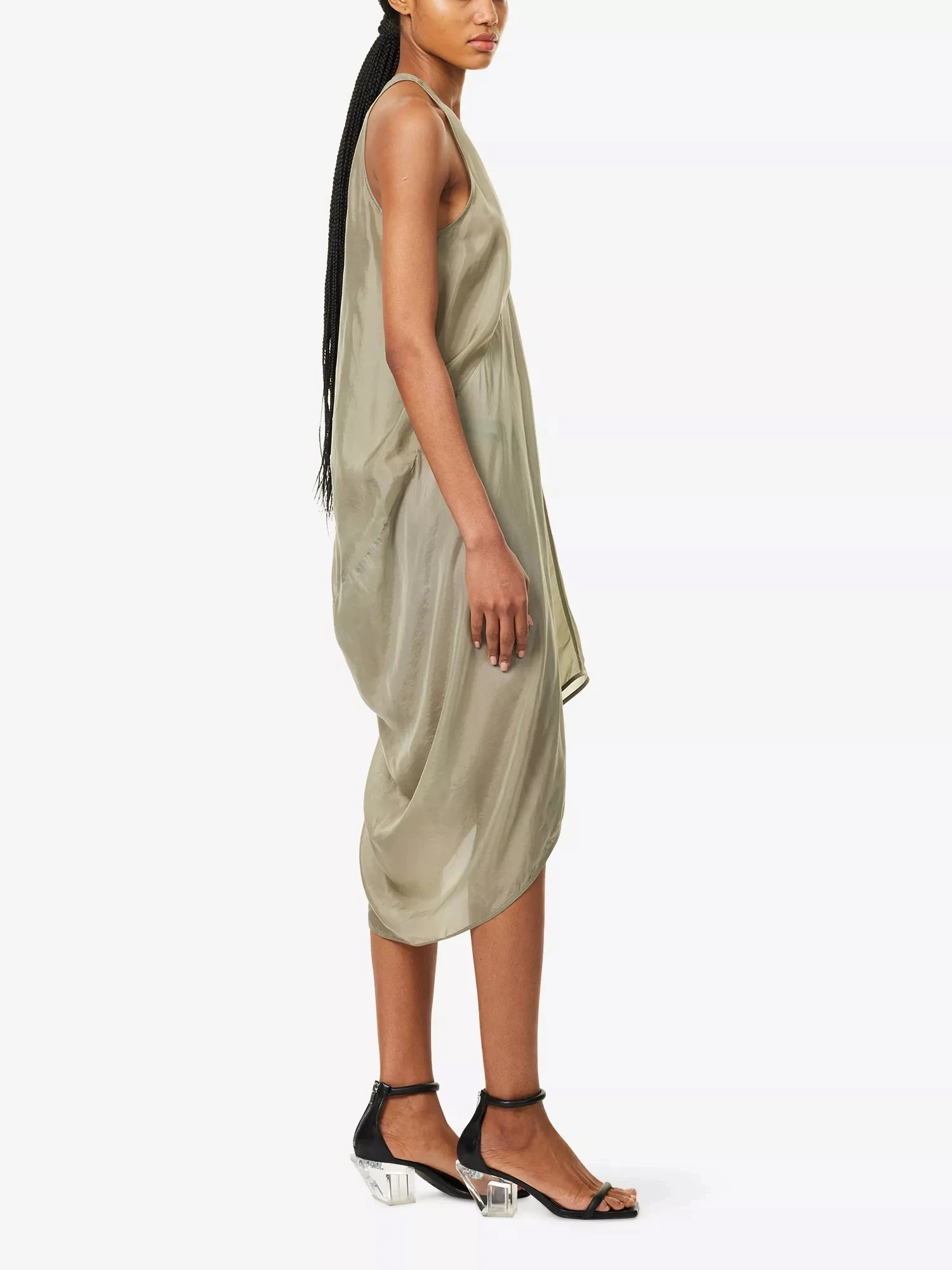 فساتين High Street Dark Ro للسيدات على الطراز الفرنسي فستان عميق على شكل حرف V جديد بدون أكمام مرقع مطوي غير منتظم للحفلات