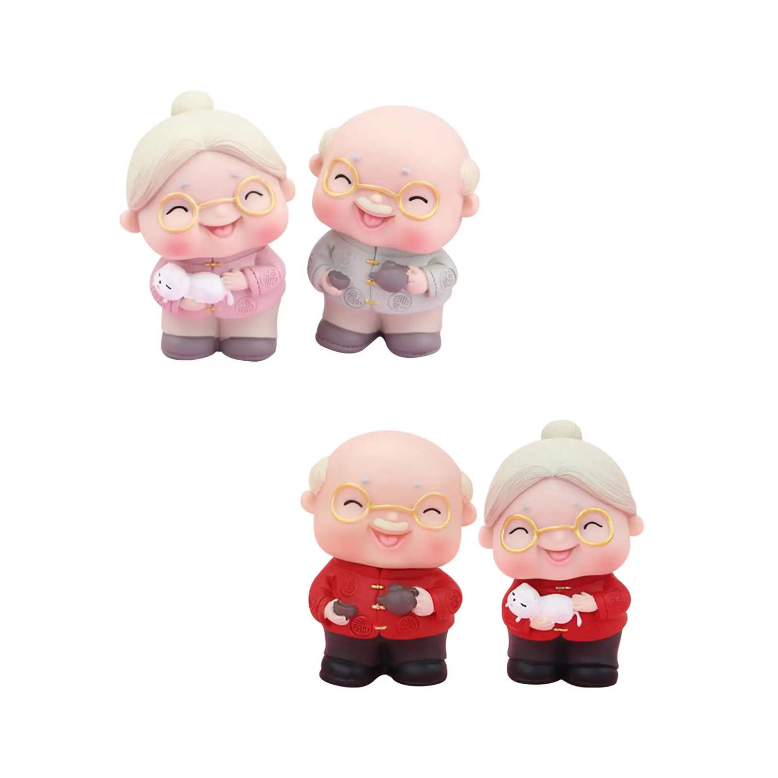 Wedding Cake Toppers Elderly Couple Figurines Decorative Art Cake Decors for
