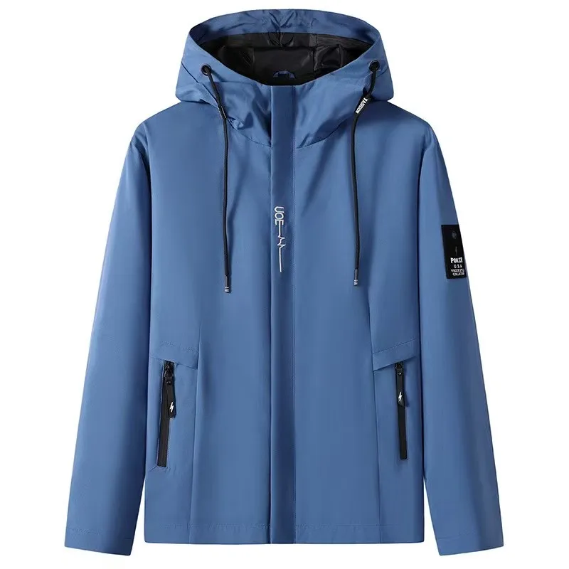 Men's Hooded Trench Coat, Casual Workwear Jacket, Trendy All-match Outerwear for Young Men, Suitable for Spring and Autumn