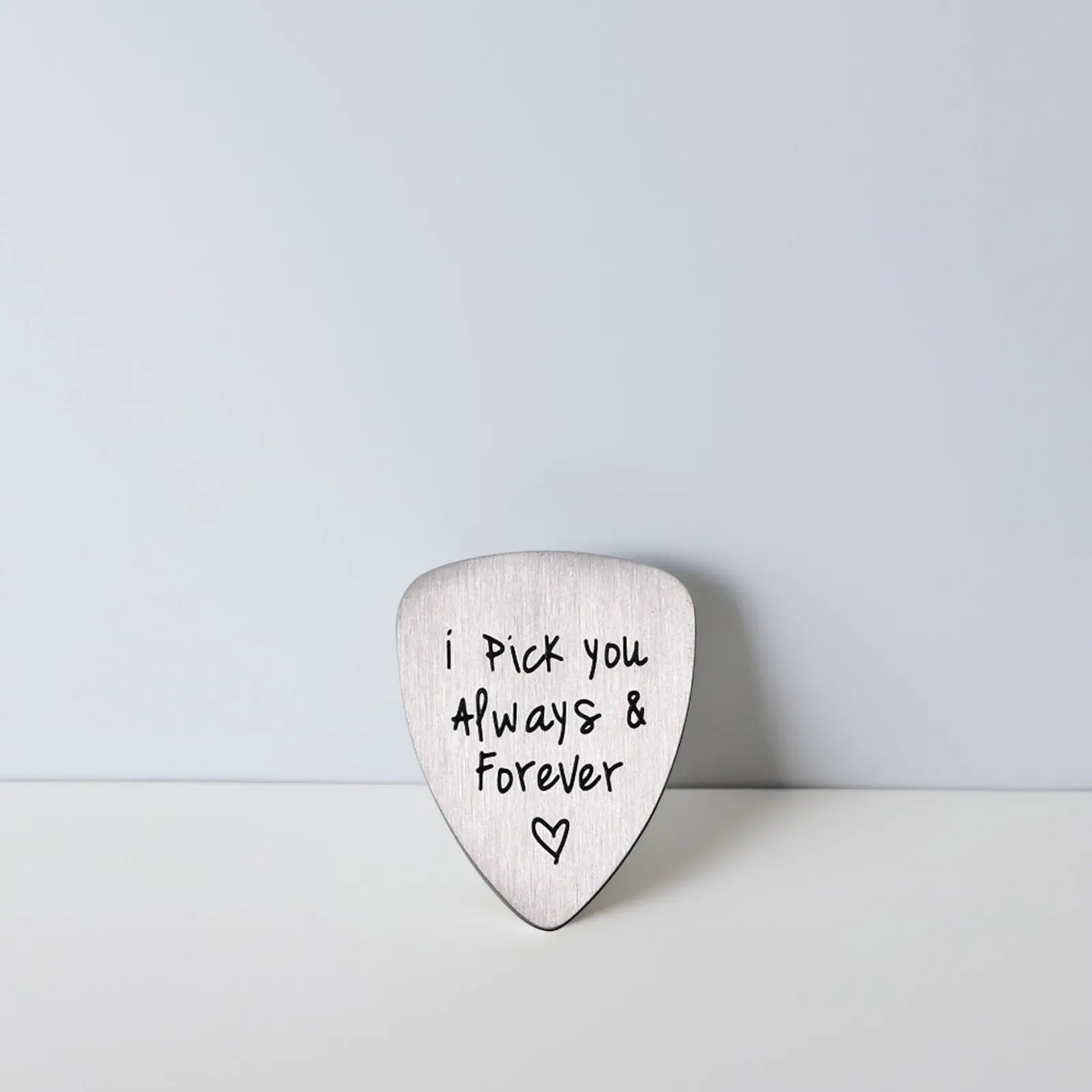 Titanium Steel Guitar Pick Hand Carved I Pick You Always Forever Letter Engraved Comfortable Flexible Musical Instrument