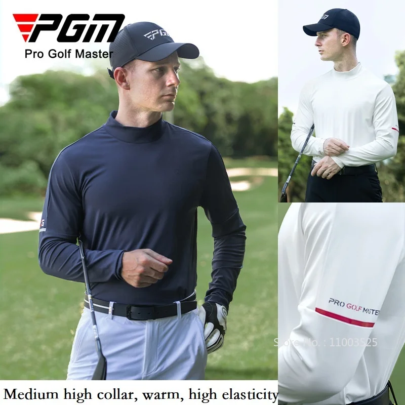 Pgm Golf Мужской топ с длинным рукавом Эластичная футболка с высоким воротом Одежда для гольфа Спортивные удобные рубашки Мужская повседневная спортивная одежда M-XXL