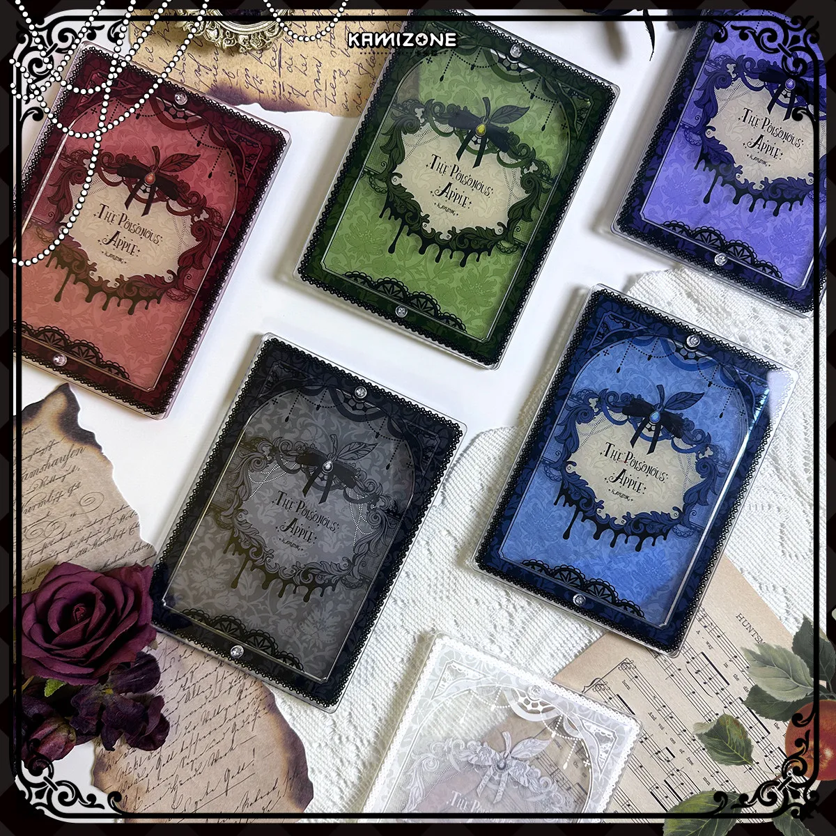 Apple Theme 5 Inch Acrylic Shaker Beads for Card Frame, Gothic Style Vintage Lace Elements Goods Display & Storage Case