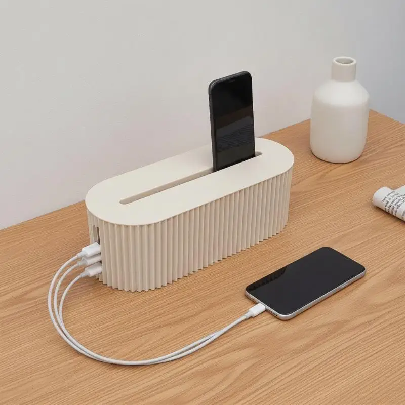 Large Capacity Cable Management Box Sturdy ABS Cord Hiding Holder for Desktop Power Strip Storage Home Office Use