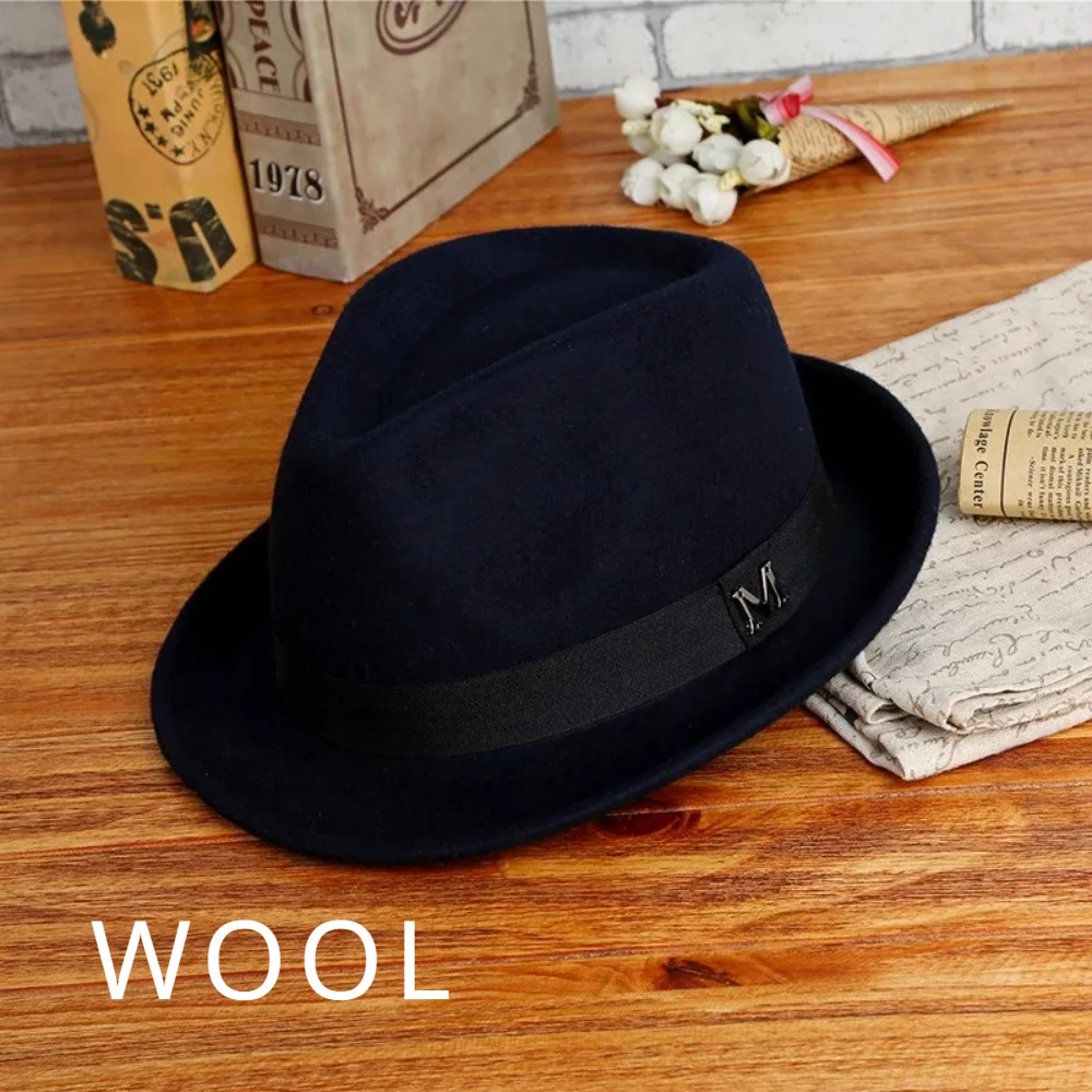 Wool Fedora Hat for Men, Unisex Trilby Panama Sun Felt Hat