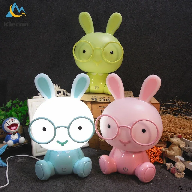 Modern Cartoon Night Light Led Baby Kids Room Lights Decor Rabbit Led USB Floor Lamps Bedroom Lamp Touch Switch Decor Luminaire