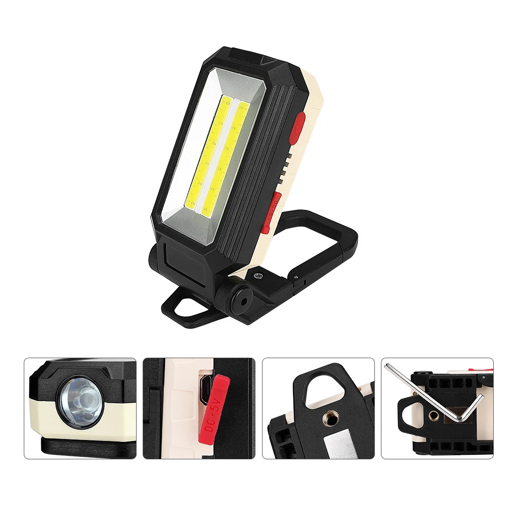 Work Light Rechargeable Lamp 4 Modes Adjustable Hanging LED Flashlight Plastic 170 Degree Rotating Torch Hunting