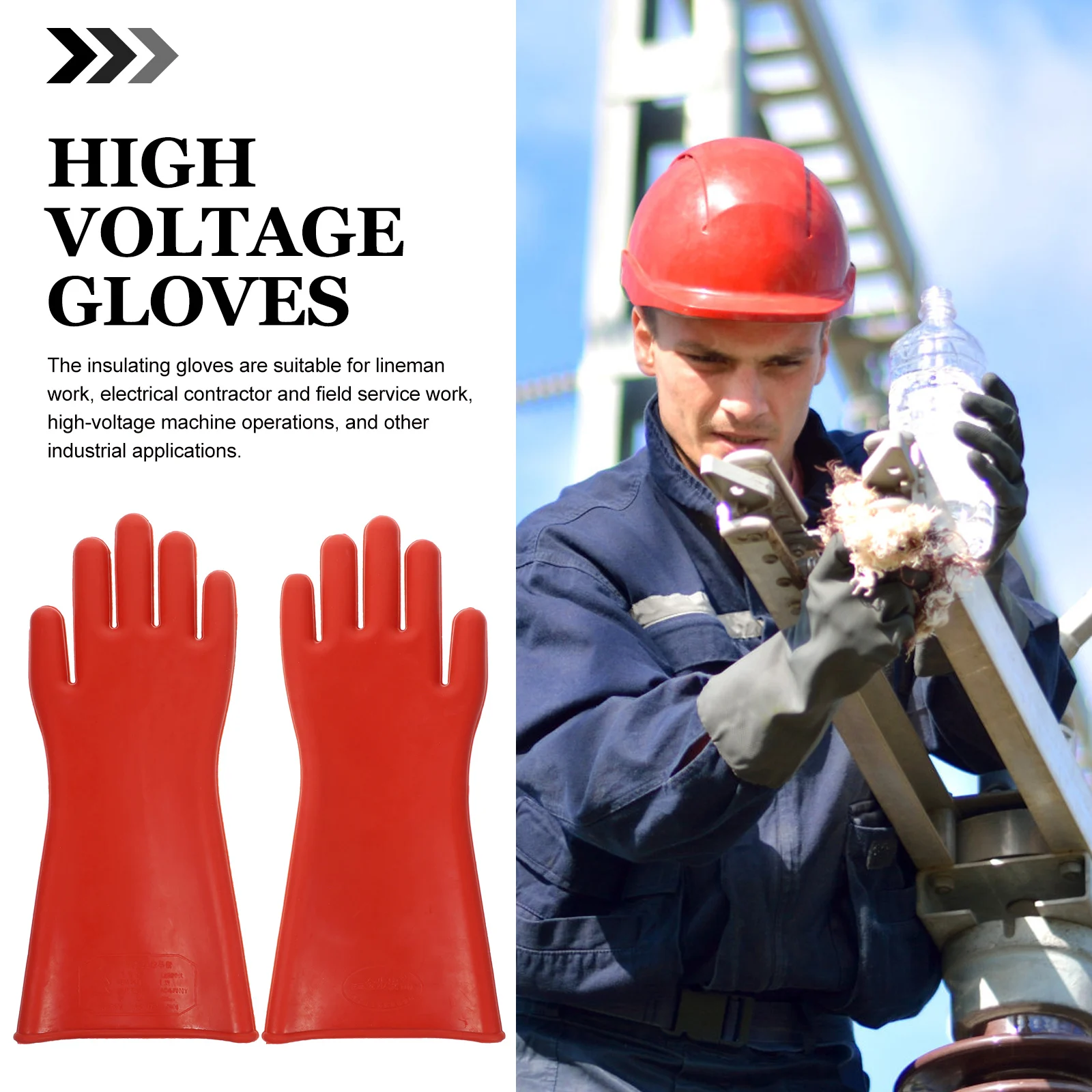 

Insulating Gloves High Voltage Electrical Rubber Gloves for Worker Lineman Safe Durable Ergonomic Design Suitable Men Women