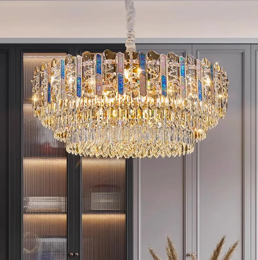 

Роскошная золотая хрустальная люстра для гостиной, современный потолочный светильник, простой подвесной светильник для гостиной, спальни, кухни, виллы.
