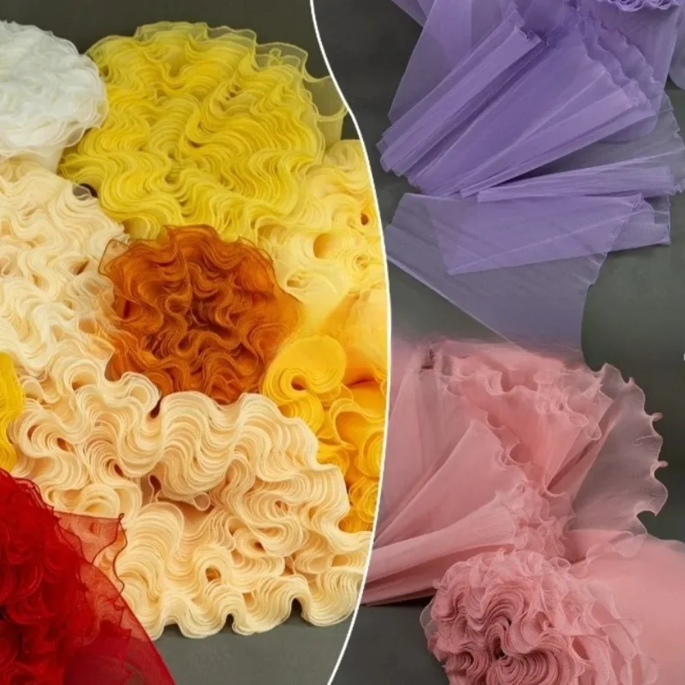 

Christmas Tree Decorative Pleated Hard Mesh Fabric for Wedding Stage Styling Clothing Design Fabrics By The Meter Diy Sewing