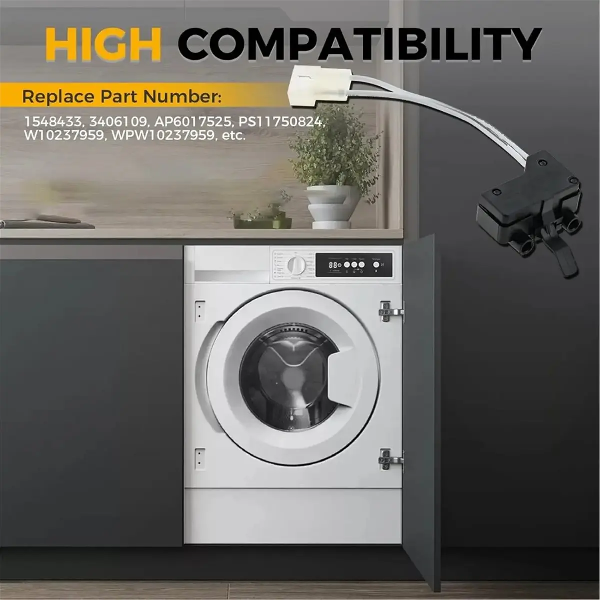 

T22C 2 шт. W10237959 Переключатель дверцы сушилки для сушилок Whirlpool, Maytag, Kenmore, Roper 1548433 AP6017525 11750824 1CWGD5300SQ0