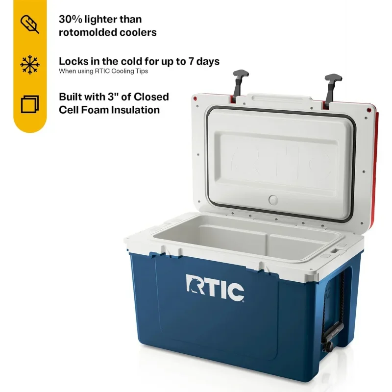 Imagem -03 - Rtic-ultra-light Portátil Ice Chest Box Mais Frio Isolado Praia Bebida Bebida Camping Piquenique Pesca Boa 52 Quartos