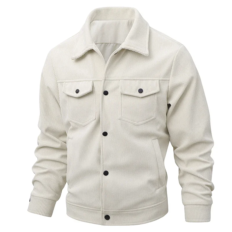 

Осенние новые стильные куртки мужские простые универсальные весенние пальто с длинными рукавами, вельветовая куртка для среднего и молодого возраста, деловая куртка