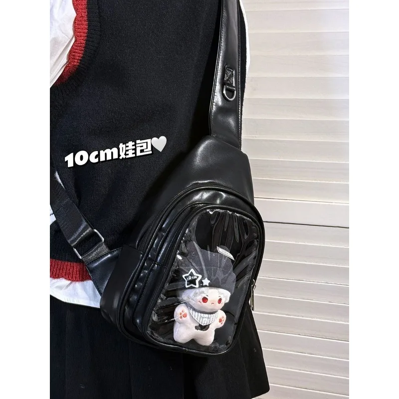 

Fashion 15cm Doll Transparent Ita Bag Women Lightweight Large Capacity Crossbody Bag Solid Color Basic Versatile Chest Bag Girls
