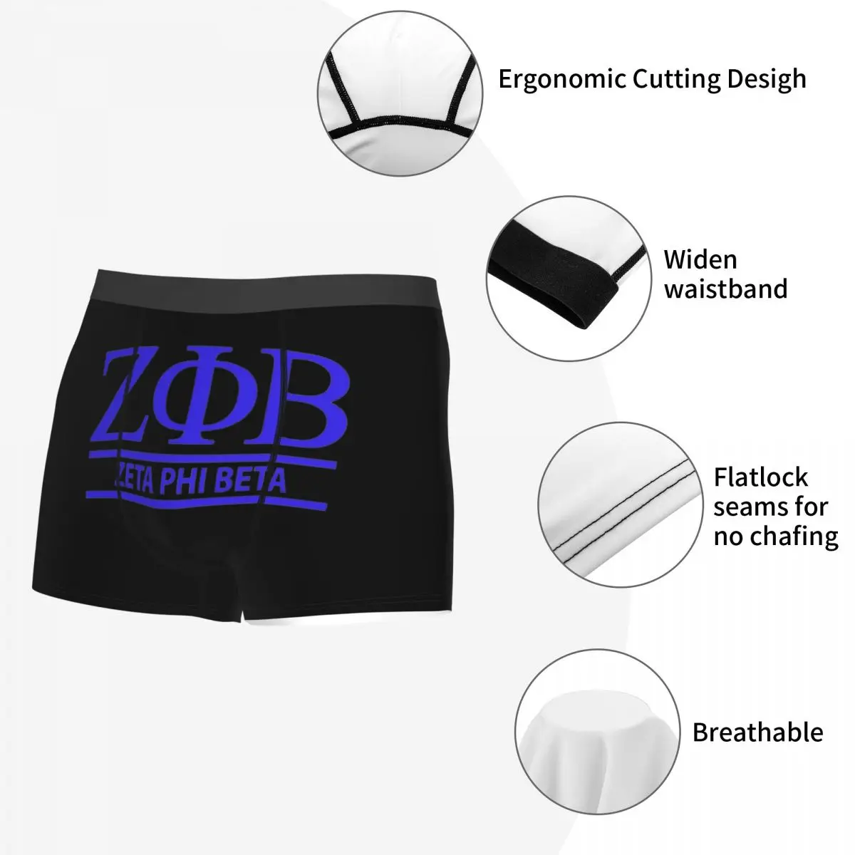 Boxer Underpants Shorts Zeta Phi Beta Greek Letter 1920 ZOB Panties Male Ventilate Underwear for Homme Man Boyfriend Gifts