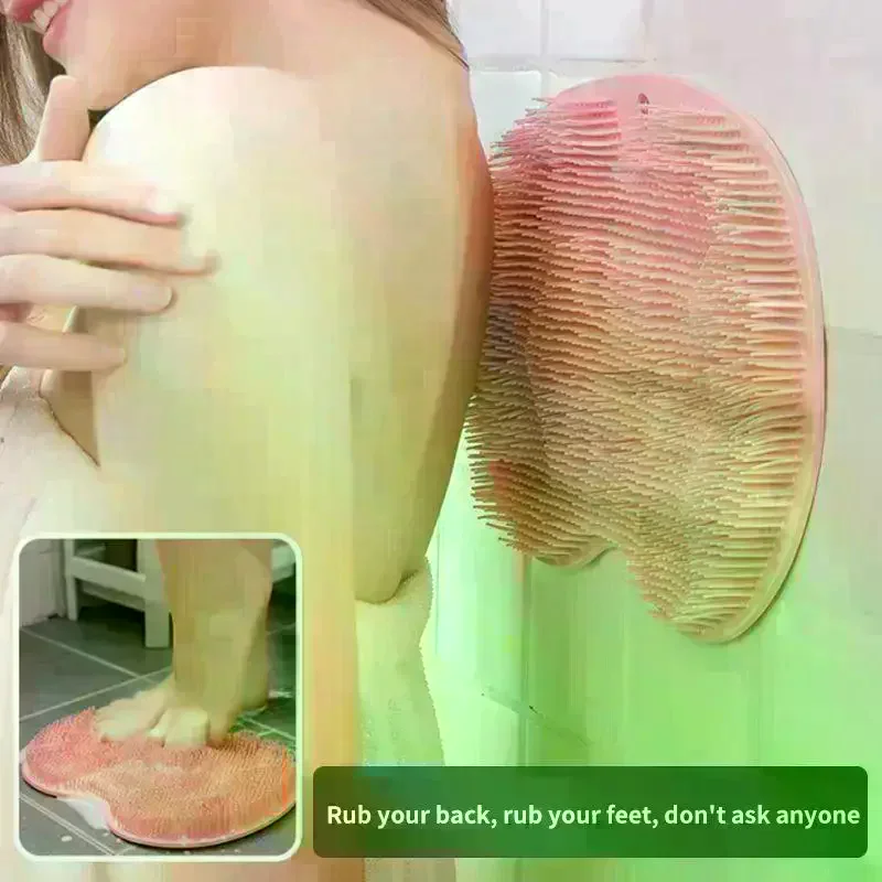 Shower Foot Scrubber Mat Back Washer Exfoliating Bath Wash Pad Wall Mounted Slip Suction Cups For Use In Cleaner Men And Women