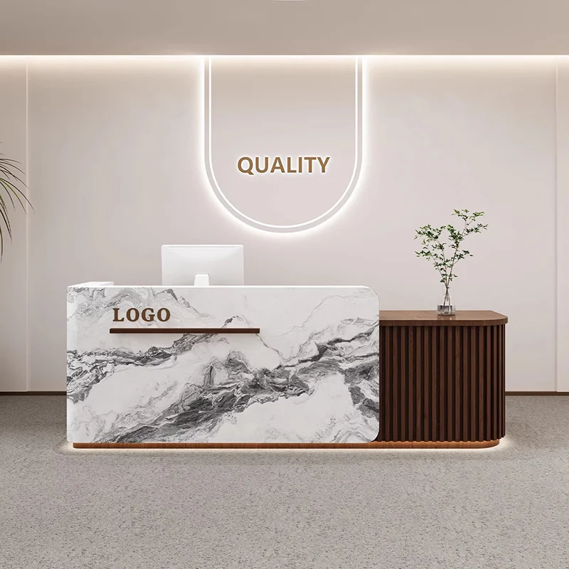 

Cashier Luxury Reception Desk Counter Storage Nordic Vintage Aesthetic Reception Desk Counter Beauty Modern Commercial Furniture