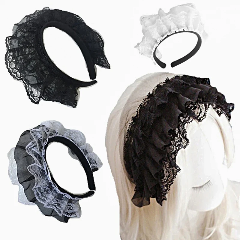 

1pc Lolita Lace Ribbon Bowknot Headband Headdress Cute Japanese Sweet Lovely Hair Band Lolita Maid Cosplay Hairband Accessories