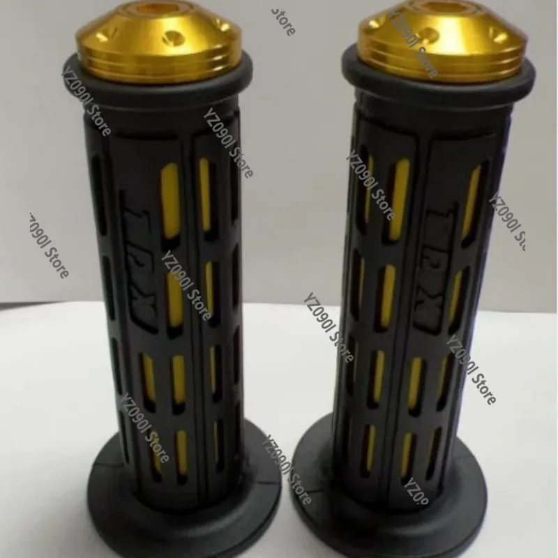 Universal Soft Rubber Handlebar Grips 22mm 24mm With Aluminum End Plugs For Motorbike