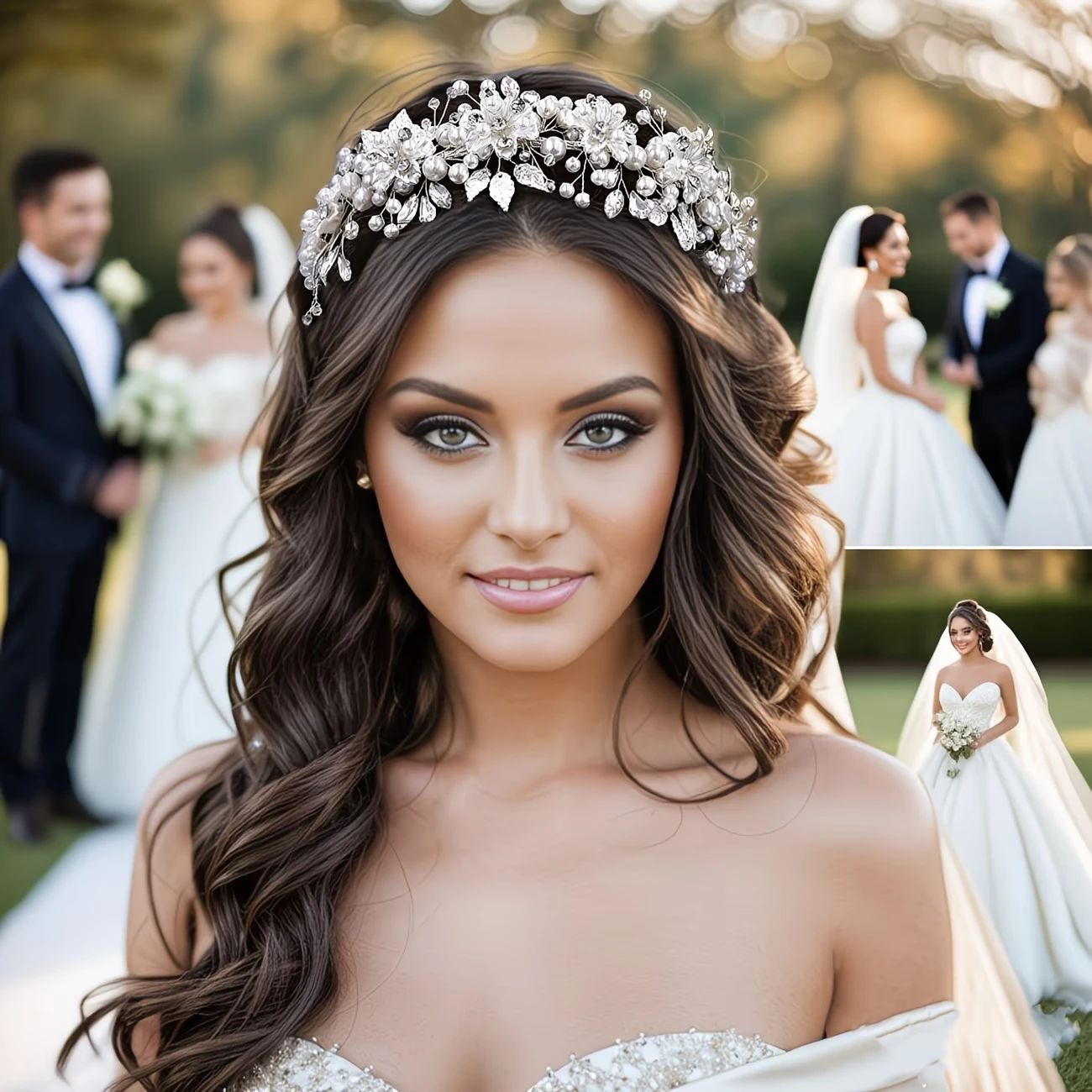 Handgefertigtes Modisches Perlen-Haarband Tiara Strass-Blumen Haarkranz Braut Hochzeit Haaraccessoires Schmuck Haarband Tiara
