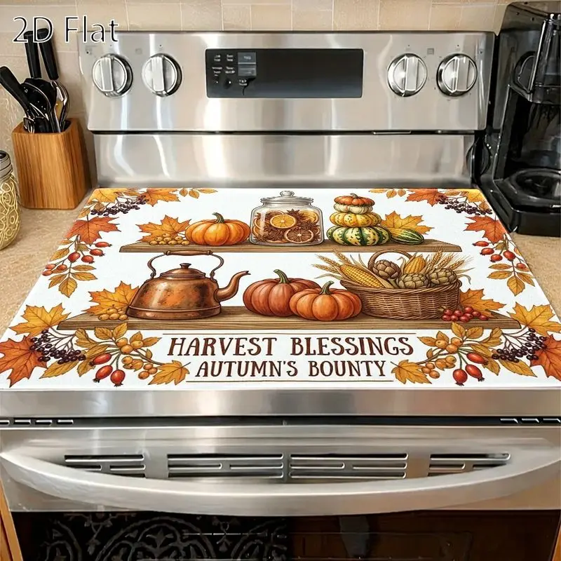 VIKAMA Thanksgiving Autumn Harvest Pumpkin Kitchen Mat Cooktop Protector Dish Drying Pad Washing Machine Kitchen Decor Pad