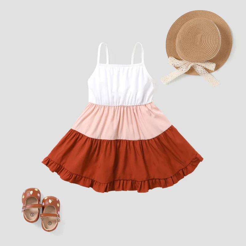 PatPat Baby Girl Fashionable Colorblock Cami Dress